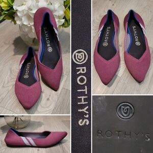 Rothy's The Point Magenta Racing Stripe, Women's US 8 EU 38.5